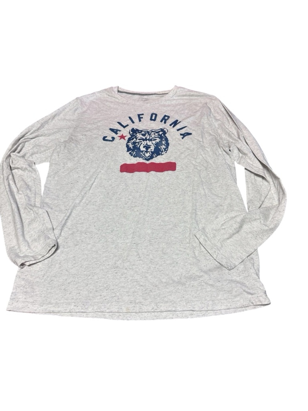 Old Navy Gray Long-Sleeve California Bear Tee with Navy & Red Graphic